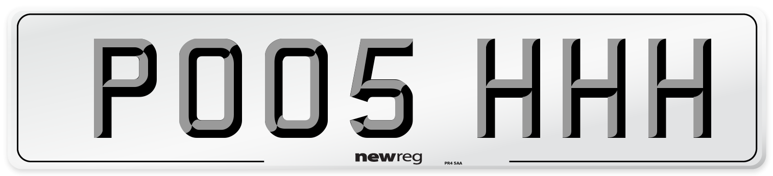 PO05 HHH Number Plate from New Reg